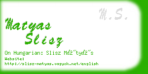 matyas slisz business card